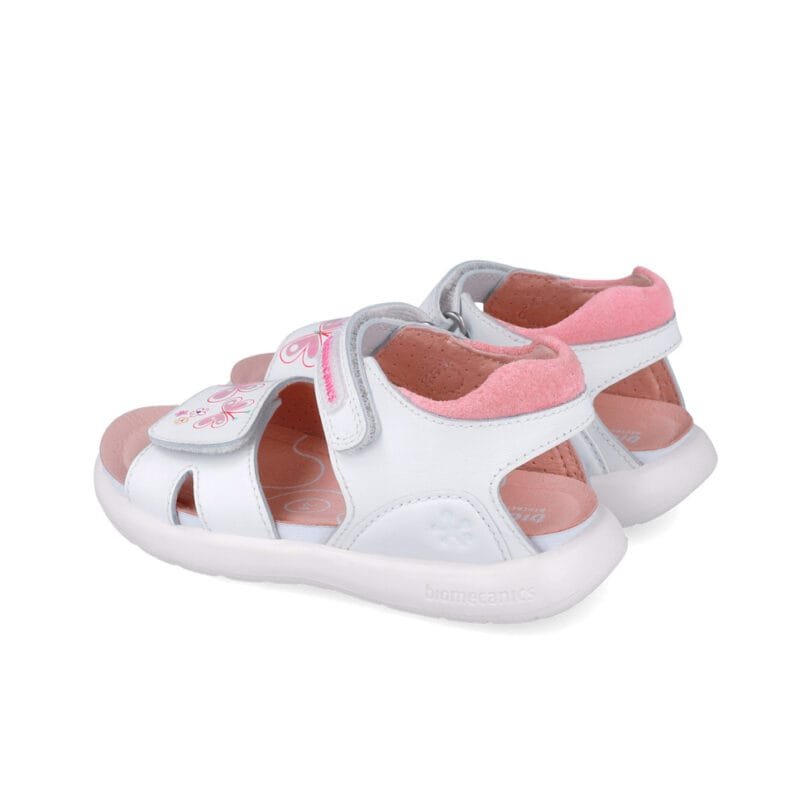 Biomecanics Girls Sandals Silver/White Butterflies