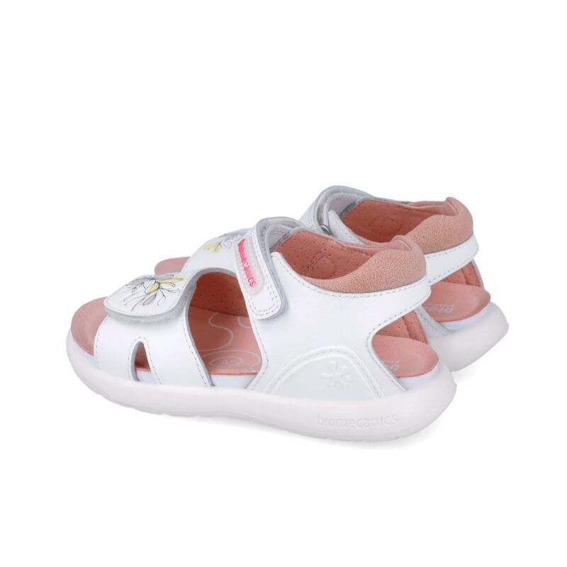 Biomecanics Girls Sandals White/Pink Flowers