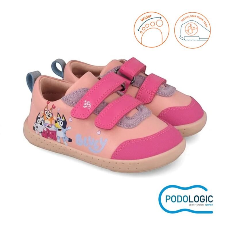 Bluey x Garvalin Girls Barefoot Sneakers Pink