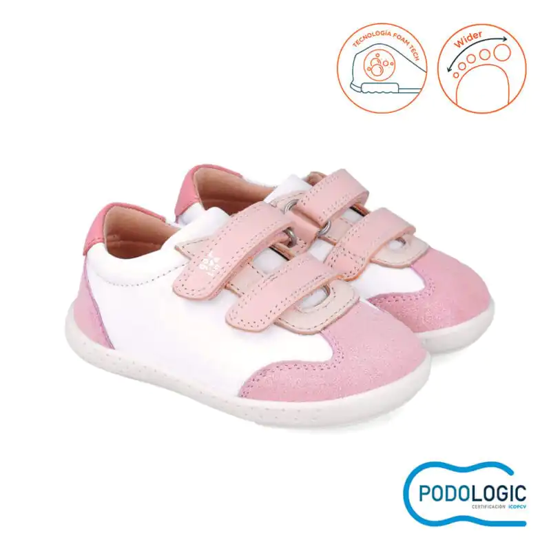 Garvalin Baby Girls First Steps Barefoot Sneakers Pink/White