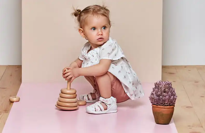 Kiddio baby girl sandal worn by a toddler