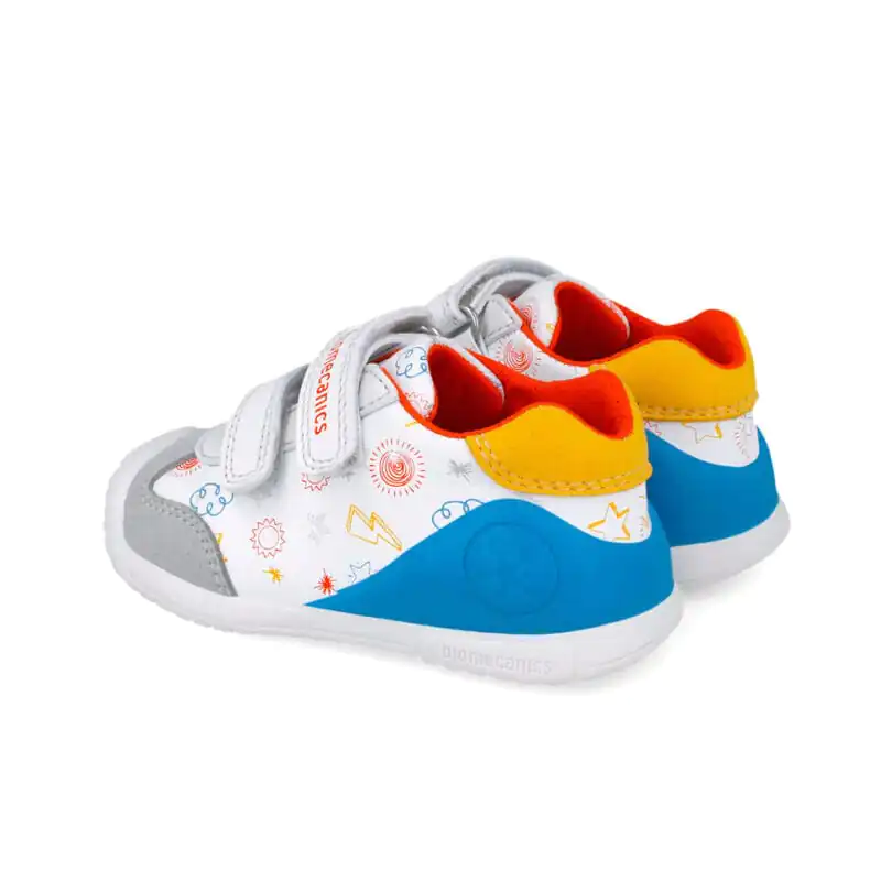 Biomecanics Baby Boys First Steps Sneakers White Grey/Yellow