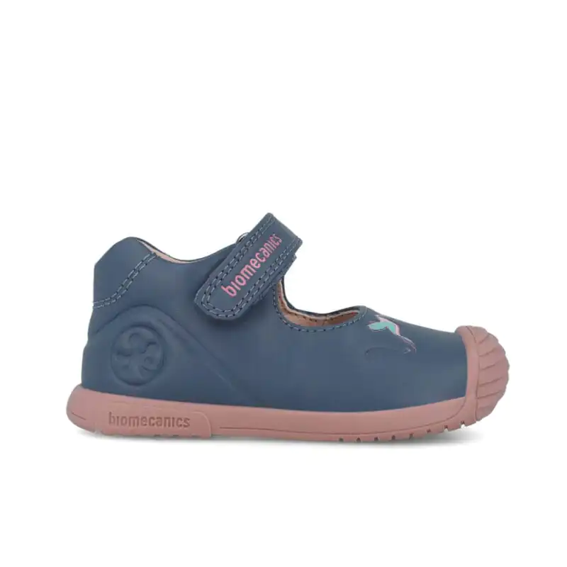 Biomecanics Baby Girls First Steps Mary Jane Blue/Pink Bird