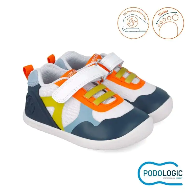Biomecanics Baby Boys First Steps Barefoot Sneakers Blue/Yellow
