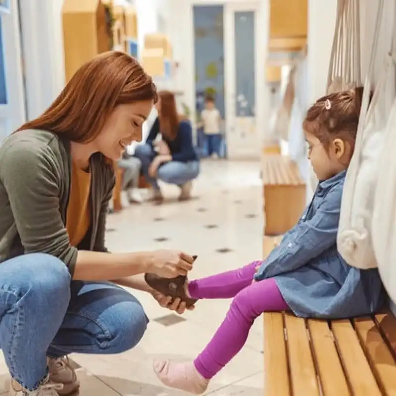 Child walking with heel slipping out of the shoe due to improper fit