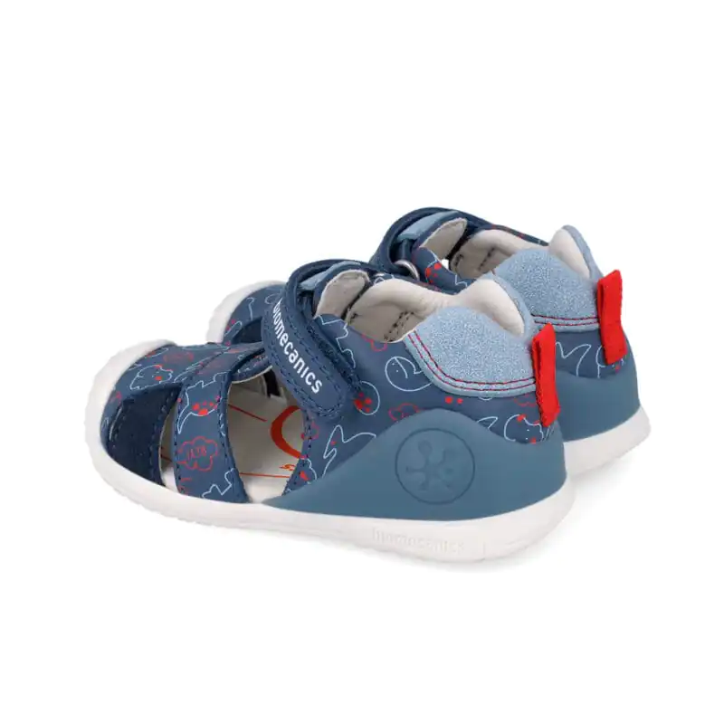 Biomecanics Baby Boys First Steps Sandals White/Blue Dinos