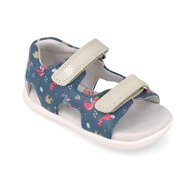 Garvalin Baby Boys First Steps Barefoot Sandals Blue/White Dragons