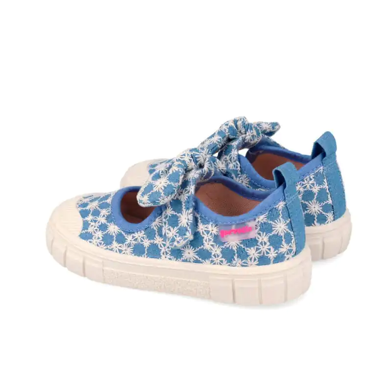 Garvalin Girls Barefoot Mary Jane Blue/Pattern