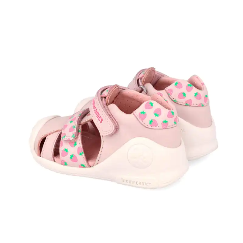 Biomecanics Baby Girls First Steps Sandals White/Pink Strawberries
